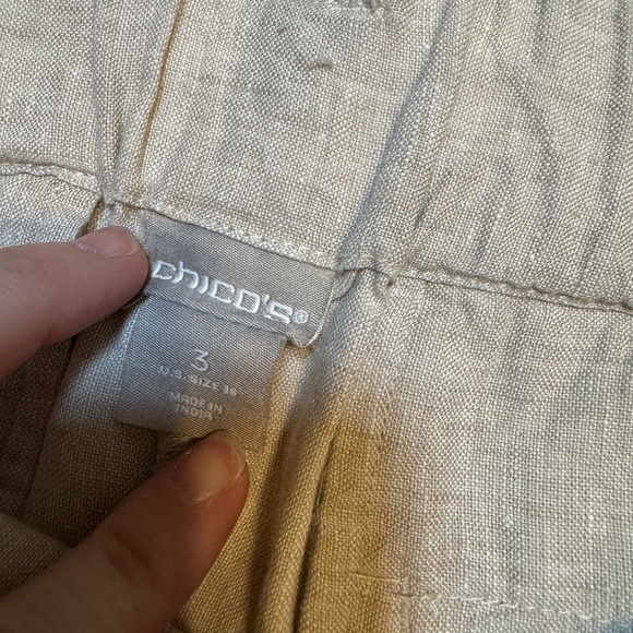 ✨ CHICO’S 100% Linen Wide Leg Pants Size 16 Tan Beige Neutral Summer Resort ✨ - Picture 4 of 5